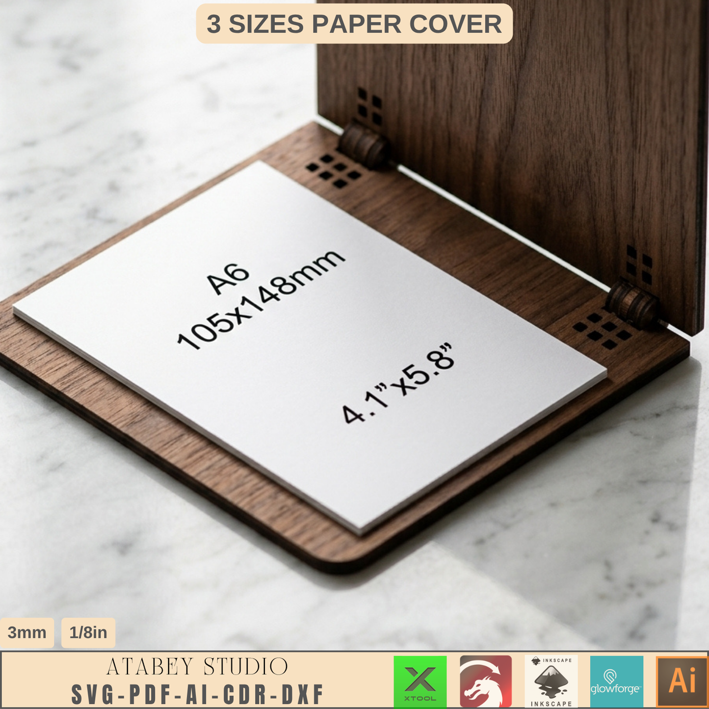 Wooden Paper Holder Template Living Hinge Notebook Cover Pattern Plywood Desk Organizer