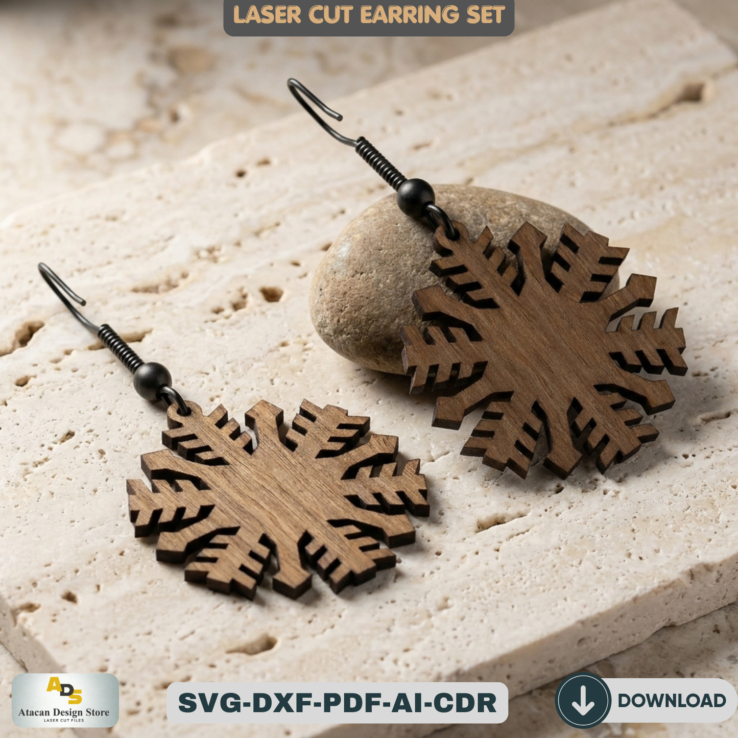 9 Snowflake Earring Designs, Winter Christmas Jewelry Template, Holiday Craft Project 209