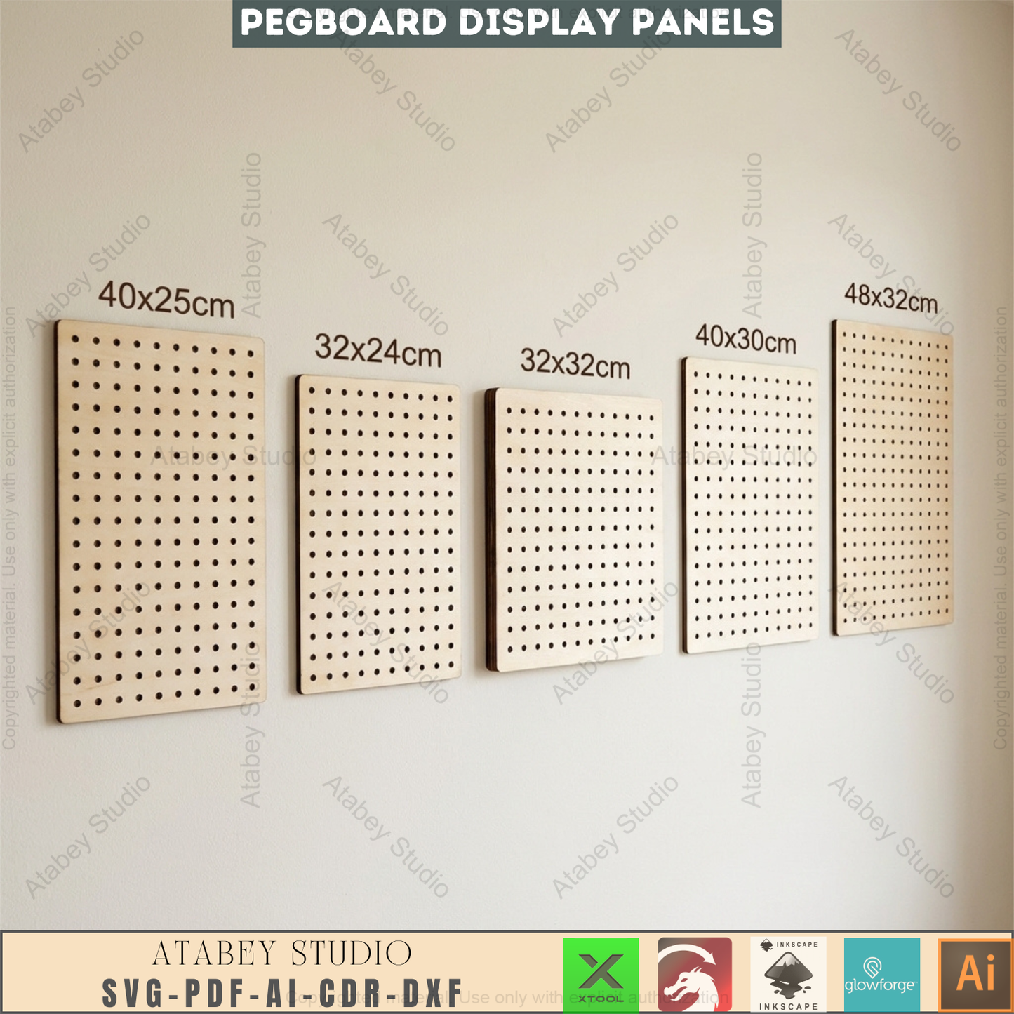 Pegboard Display Panel Templates, 20 Sizes Wall Organizer, Hole Board Pattern for Makers 993