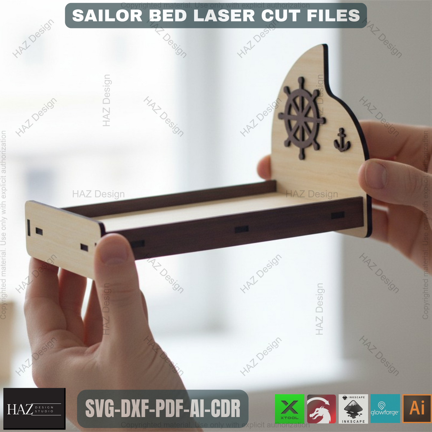 042 Miniature Bed Cut Files / Dollhouse Miniature Furniture / 3D Puzzle Vector SVG DXF CDR Ai 042
