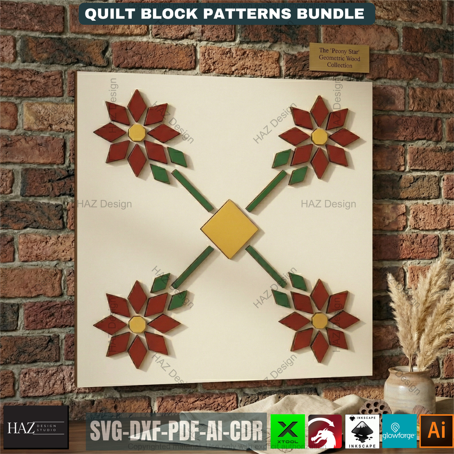 Cardinal, wreath, pumpkin, tree, flower, barn quilts patterns pdf / Svg vector 527