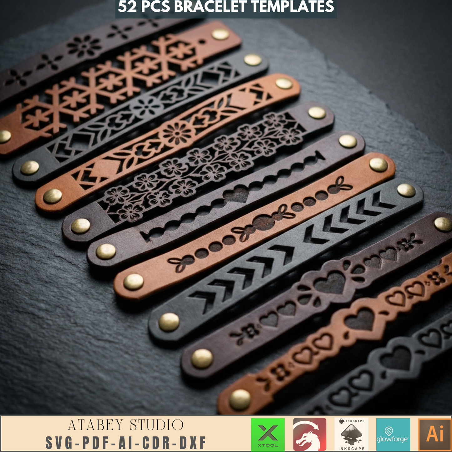 Laser Cut Bangle & Cuff SVG Pack, Creative Jewelry Making Templates, Files for Wood & Leather Crafters