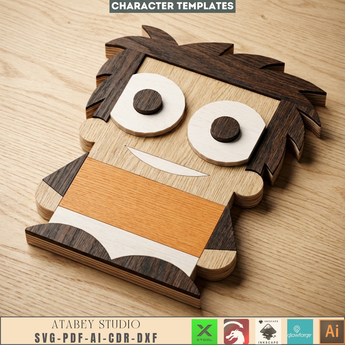 Layered Character Templates Laser Cutting Superhero Clown Unicorn Kid Wall Decor DIY Wood Projects