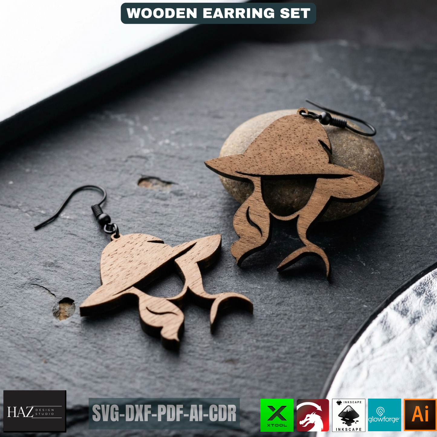 Laser Cut Earring SVG Bundle, Unique Wood Earring Designs, DIY Jewelry Files for Laser Cutter 478