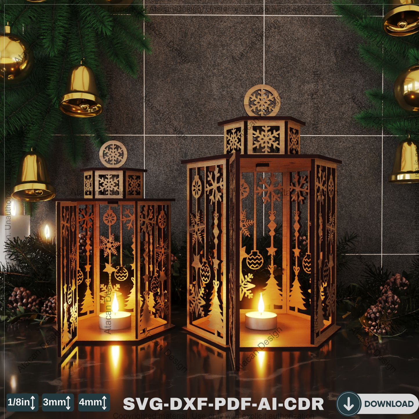 Christmas Lantern Design for Laser Cutting | Festive Night Light & Candle Holder Patterns 788