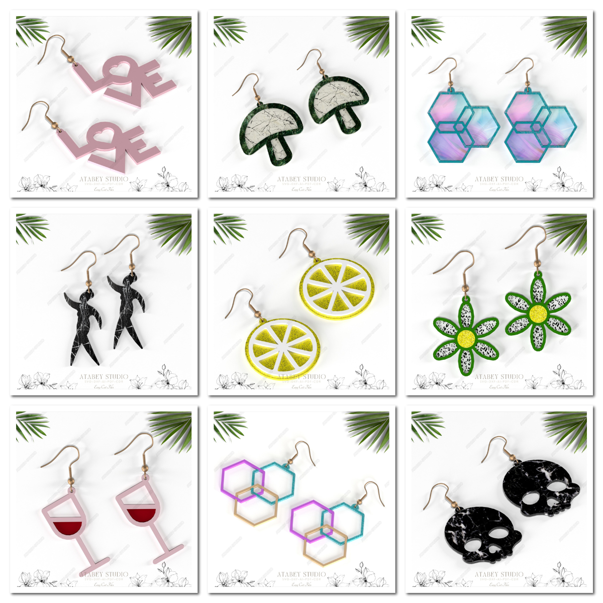 Unique Earring Design Collection - Diverse Themes for Laser Cutting | Lifetime Access | Commercial License 862