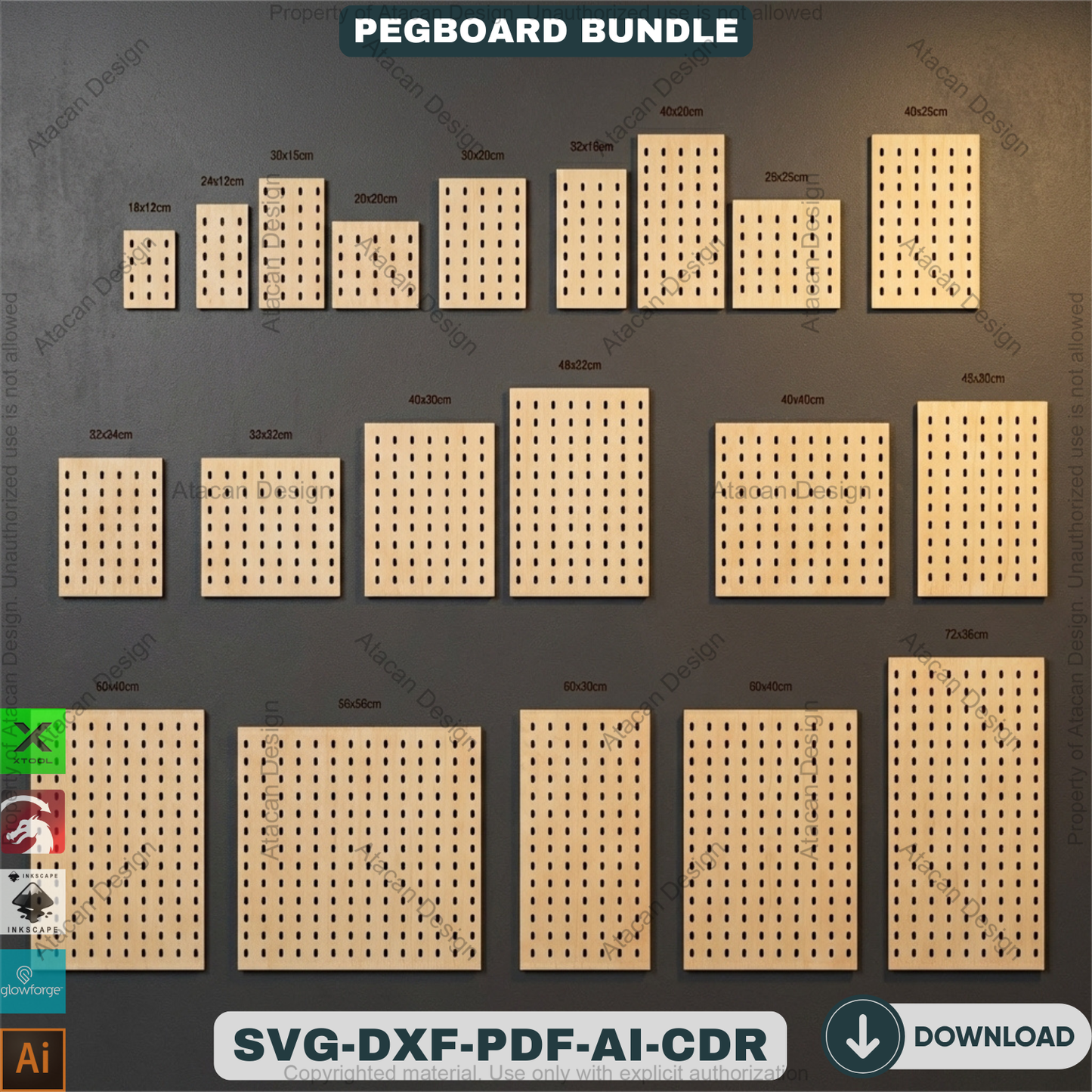 Ikea Skadis Compatible Pegboard Template 20 Sizes Wood Wall Organizer Display Panel 940