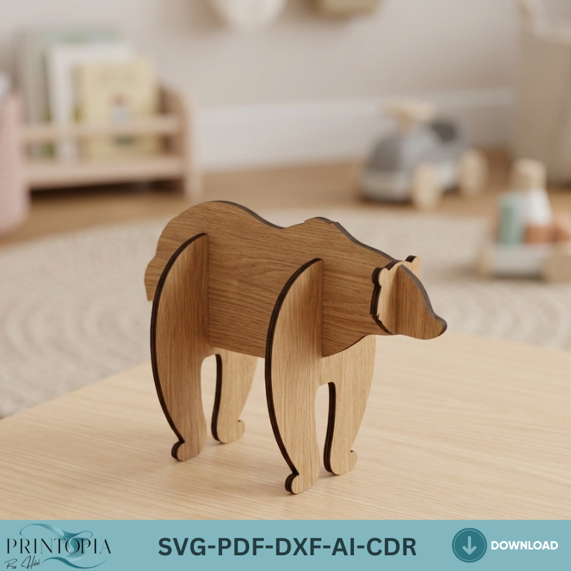 Laser Cut Wooden Bear Design - DIY 3D Bear Projects 089