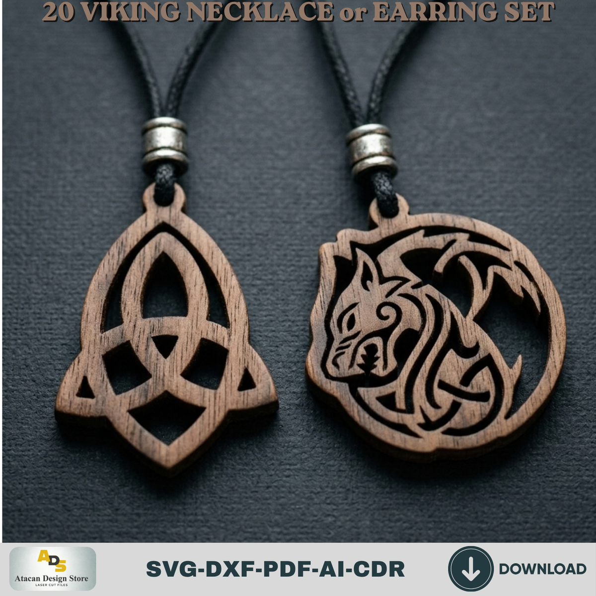 20 Viking Norse Jewelry Laser Cut Templates Necklace Earring Pendant Designs