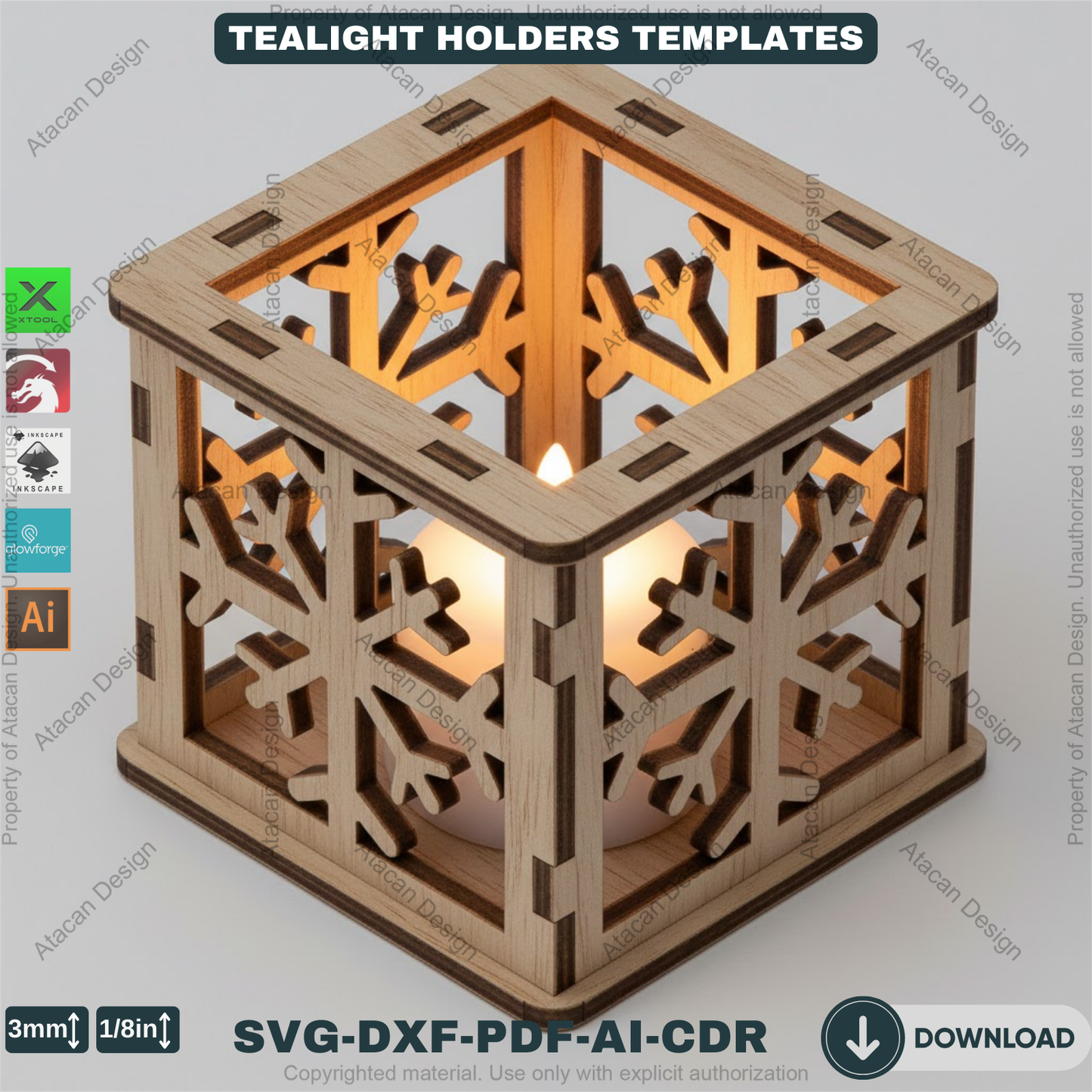 Snowflake Lantern Laser Cut Plans, Wooden Candle Box Template, Christmas Table Centerpiece, Winter Home Decor, 920