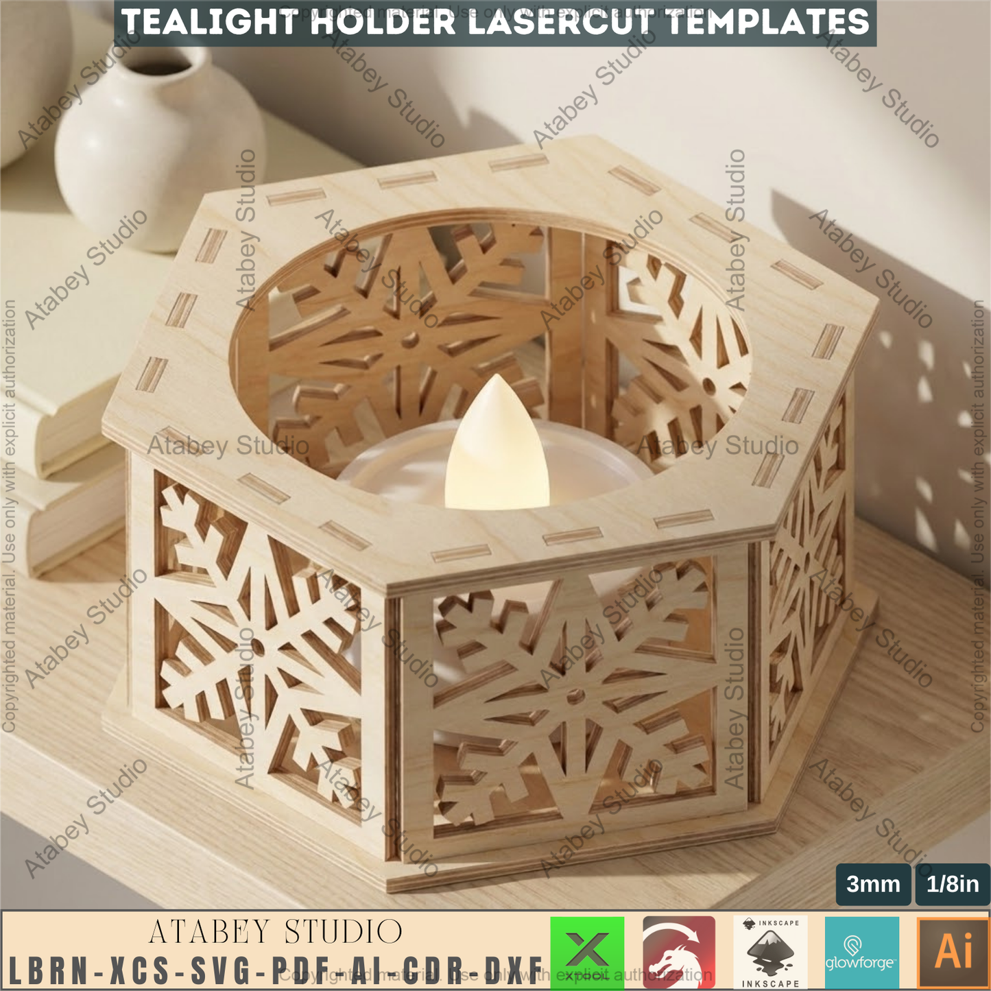 Christmas Candle Holder Bundle Laser Cut Lantern Tealight Box Xmas Table Decor 977