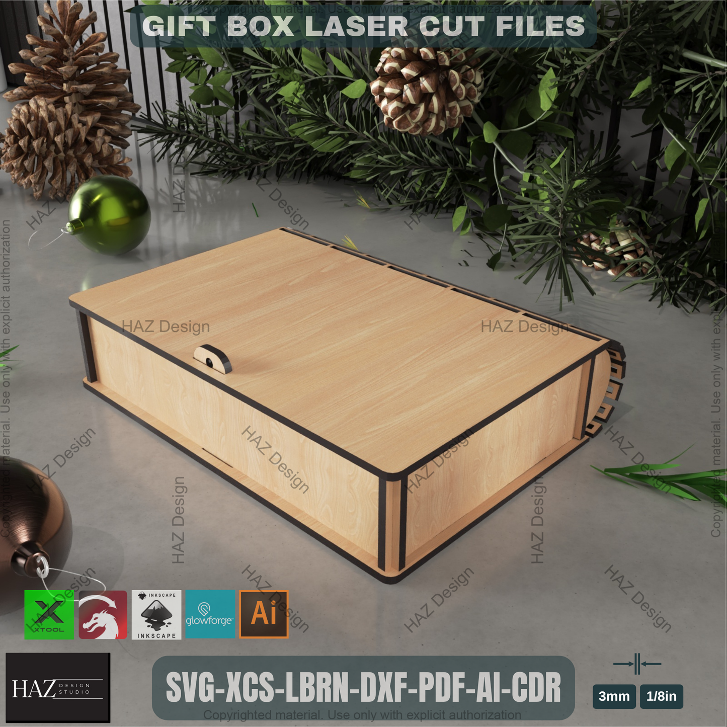 Elegant Laser Cut Memory Box SVG, Wooden Gift Box Plan for Glowforge, Decorative Keepsake Box File with Slatted Lid for xTool
