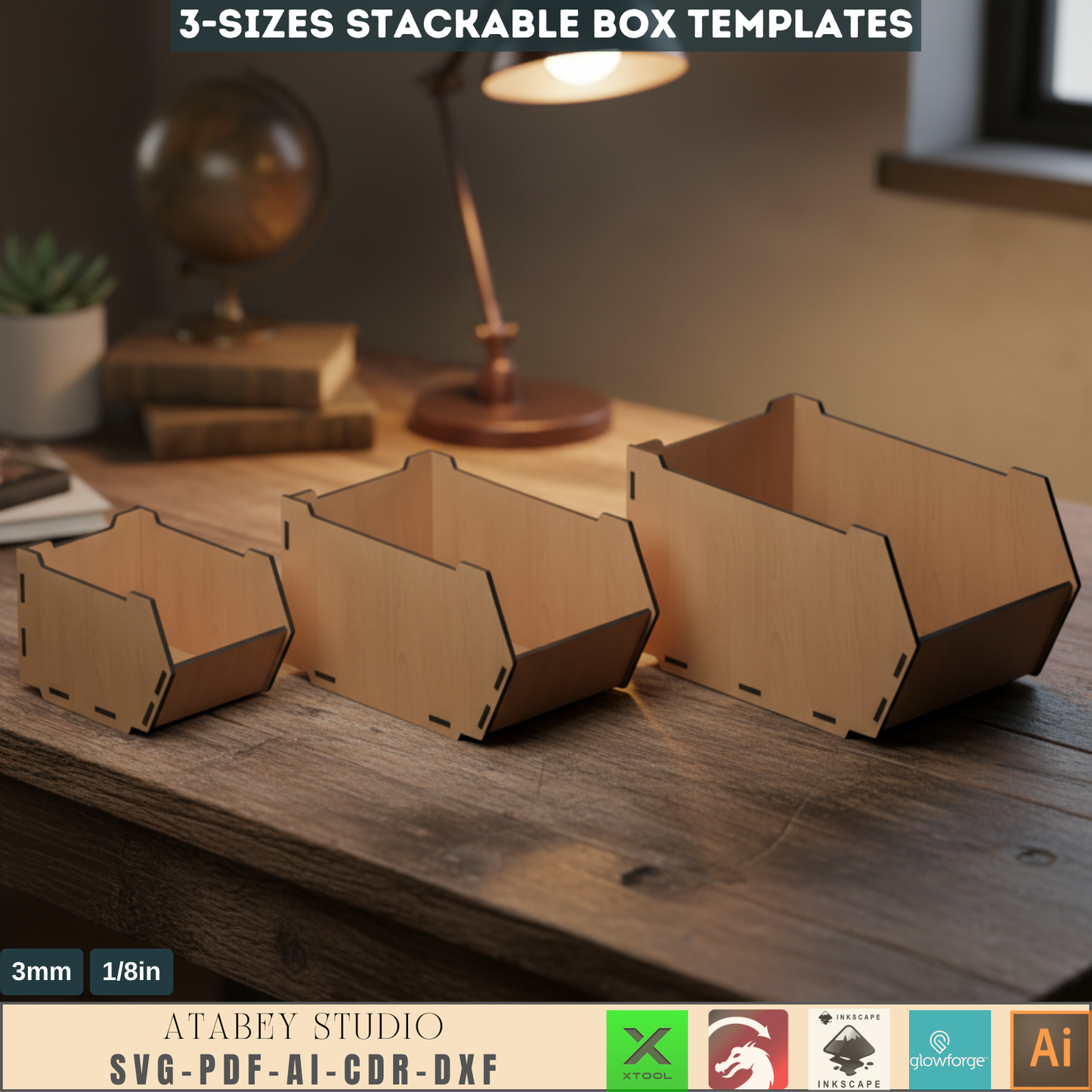 Desk Organizer Stackable Storage Box Svg - Wood Desktop Organizer Storage Bin 575