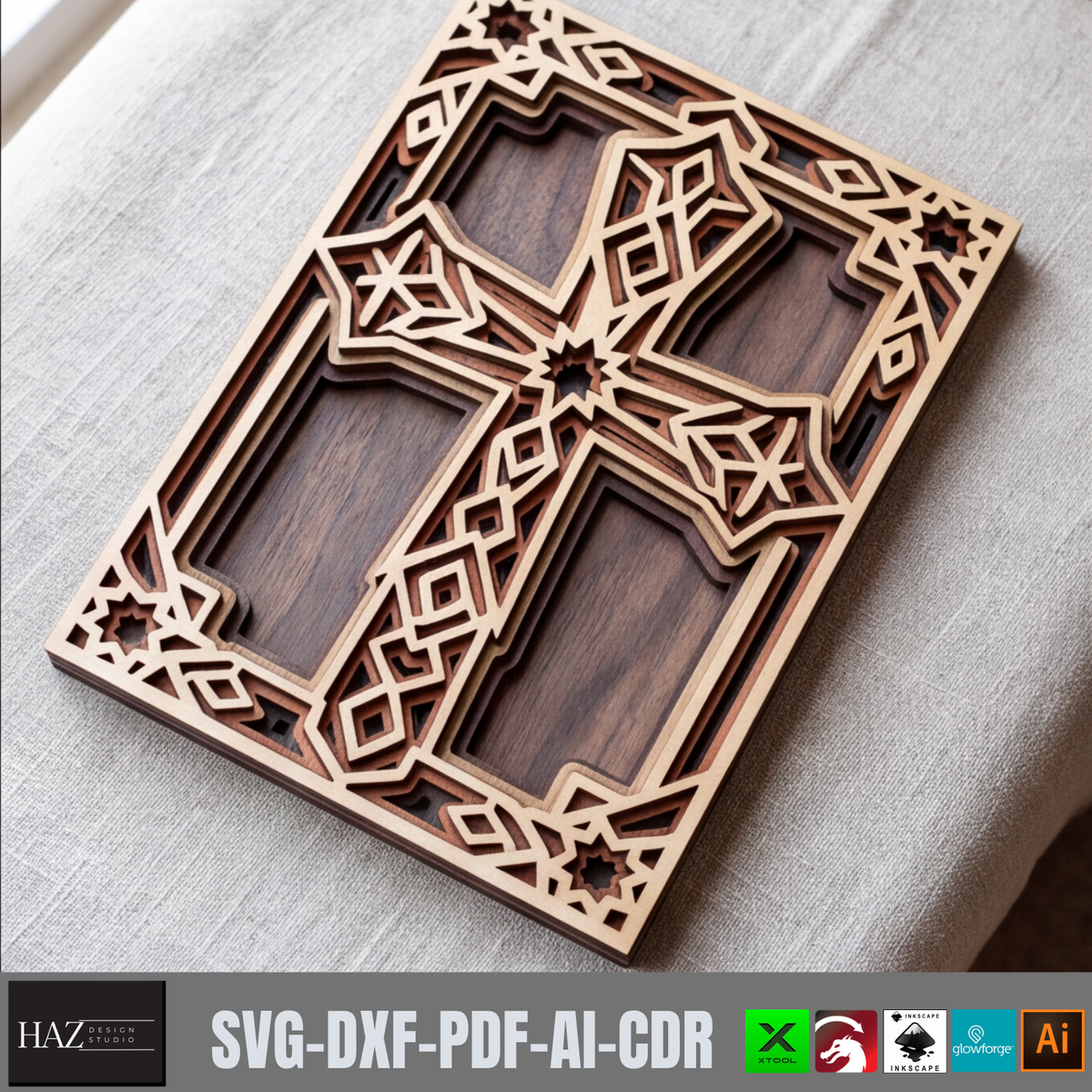 3D Layered Cross Sign Template, Jesus Laser Cutting Plan, Church Decor, Christian Easter Gift