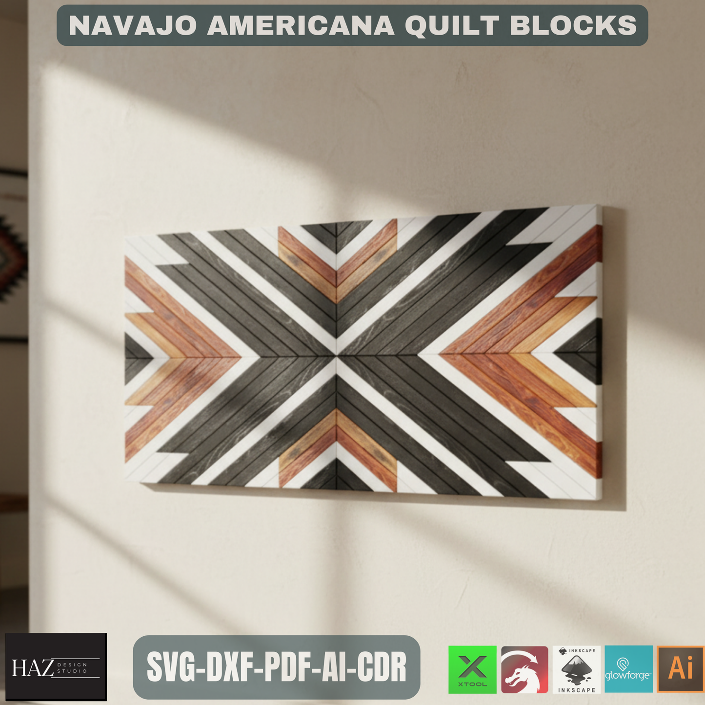 Barn Quilt Patterns / Quilt Blocks Template / Navajo Americana Patchwork SVG DXF Ai CDR 137