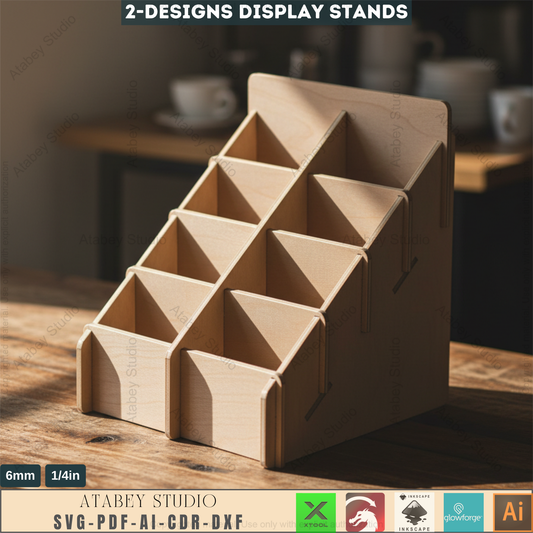 Retail Counter Display / Tiered Stand Card Holders / Market Stalls Organiser SVG, DXF CDR 551