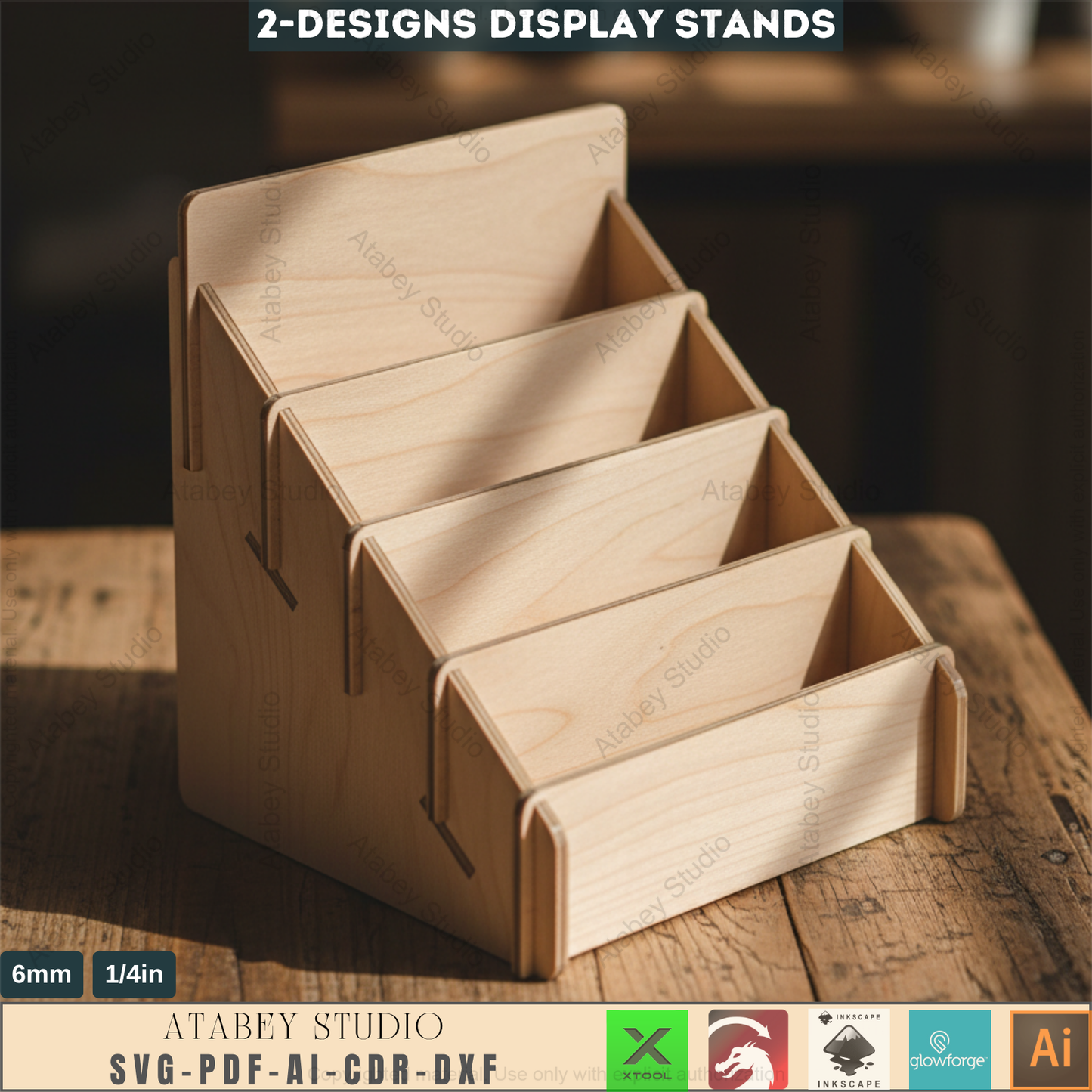 Retail Counter Display / Tiered Stand Card Holders / Market Stalls Organiser SVG, DXF CDR 551