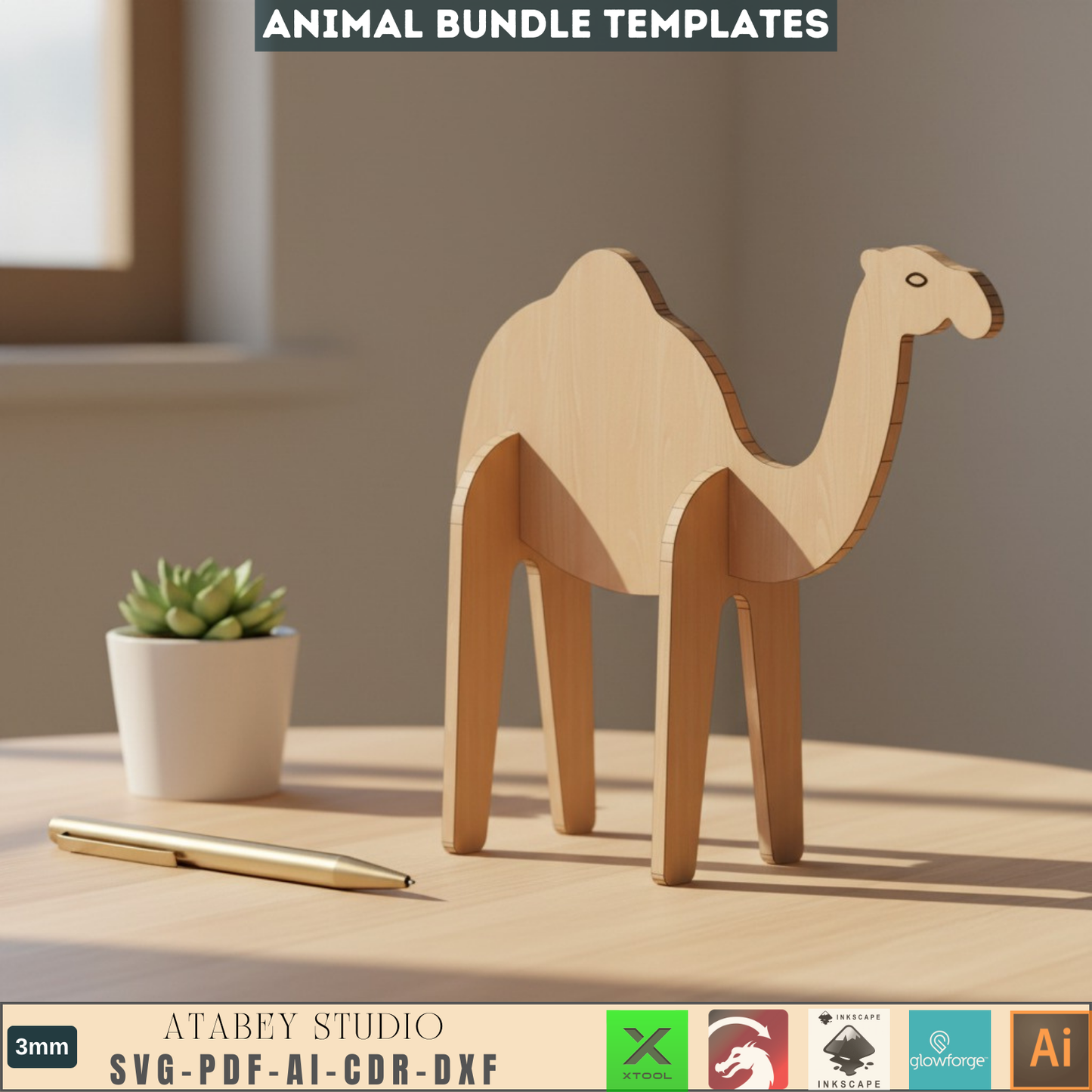 aser Cut Animal SVG Bundle, Wooden Animal Puzzle Files, Digital Decor DIY Kit, Glowforge XTool Ready Files