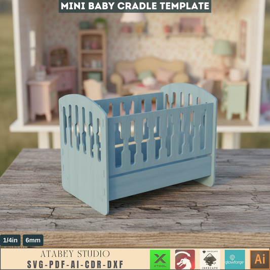 DIY Wooden Doll Bed - Laser Cut Doll Cradle Pattern | Toy Bed Decor 705