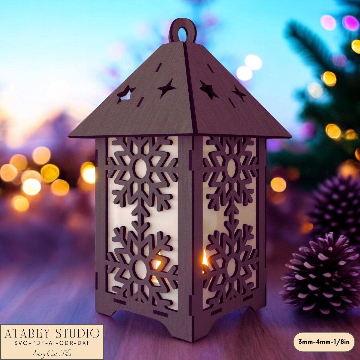 Christmas Lantern Patterns - Laser Cut Snowflake & Tree Candle Holder Designs 923