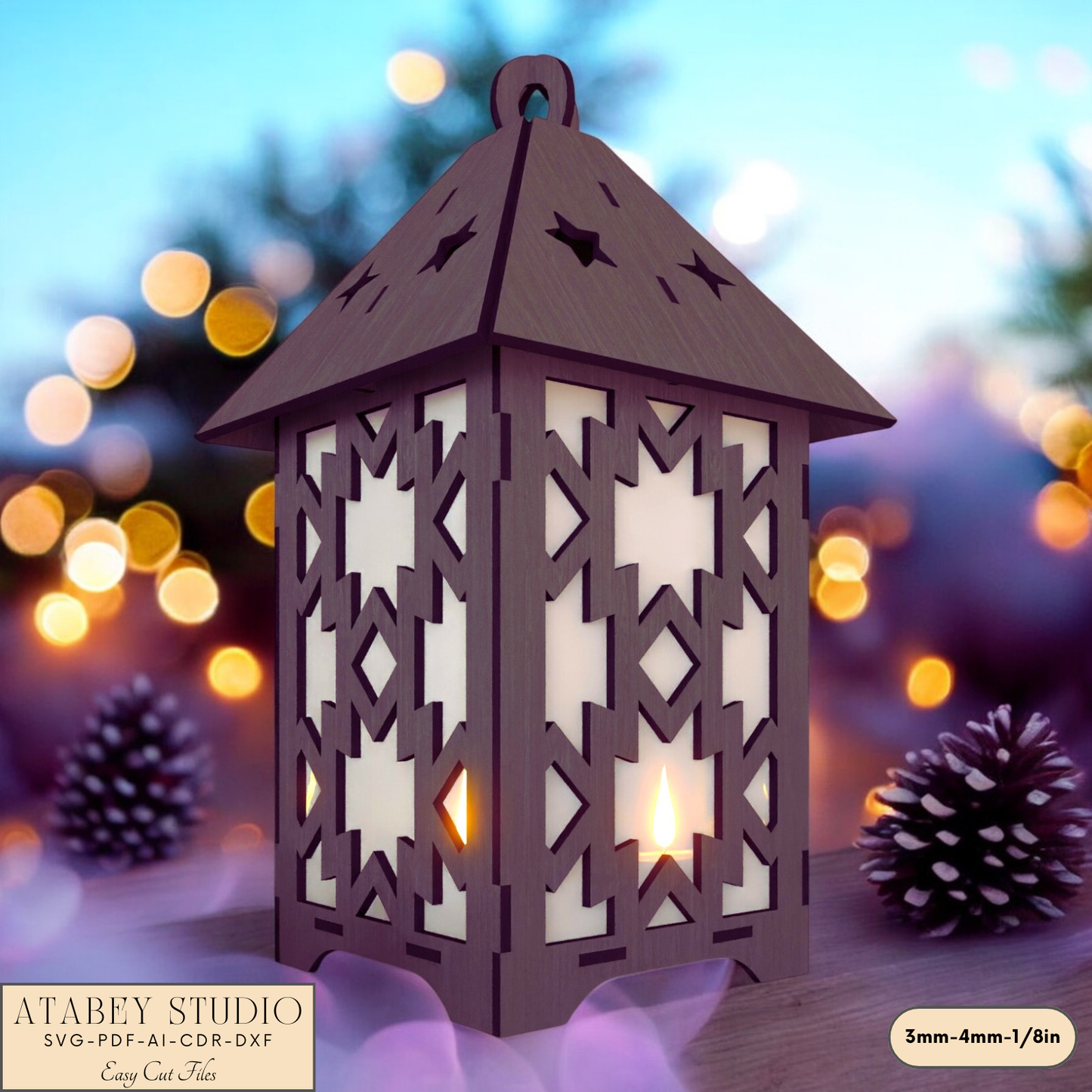 Christmas Lantern Patterns - Laser Cut Snowflake & Tree Candle Holder Designs 923