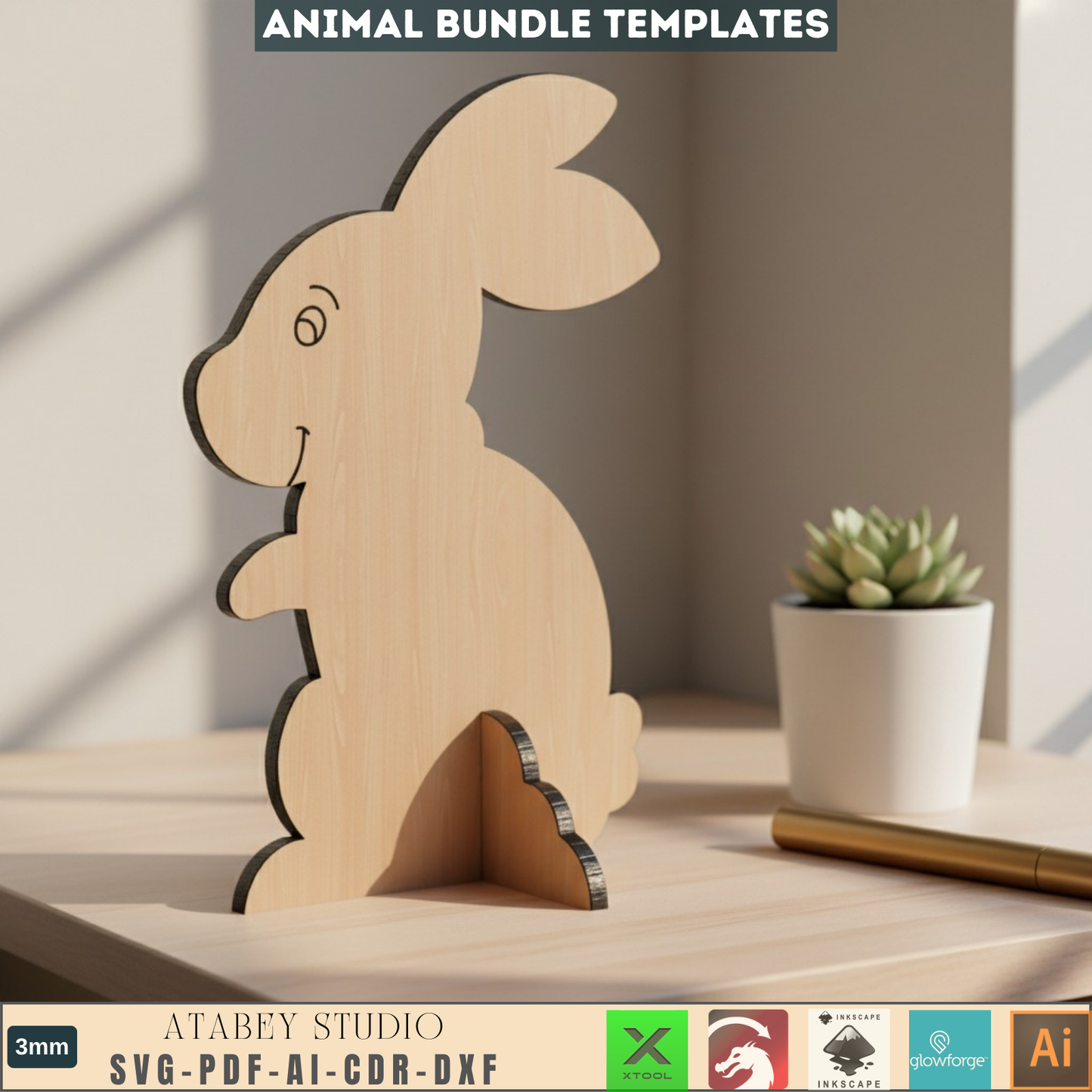 aser Cut Animal SVG Bundle, Wooden Animal Puzzle Files, Digital Decor DIY Kit, Glowforge XTool Ready Files