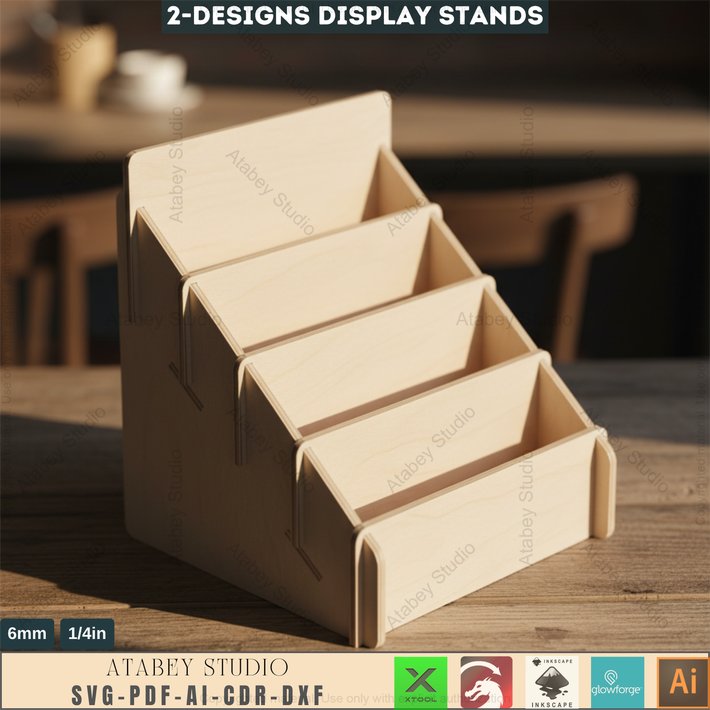 Retail Counter Display / Tiered Stand Card Holders / Market Stalls Organiser SVG, DXF CDR 551