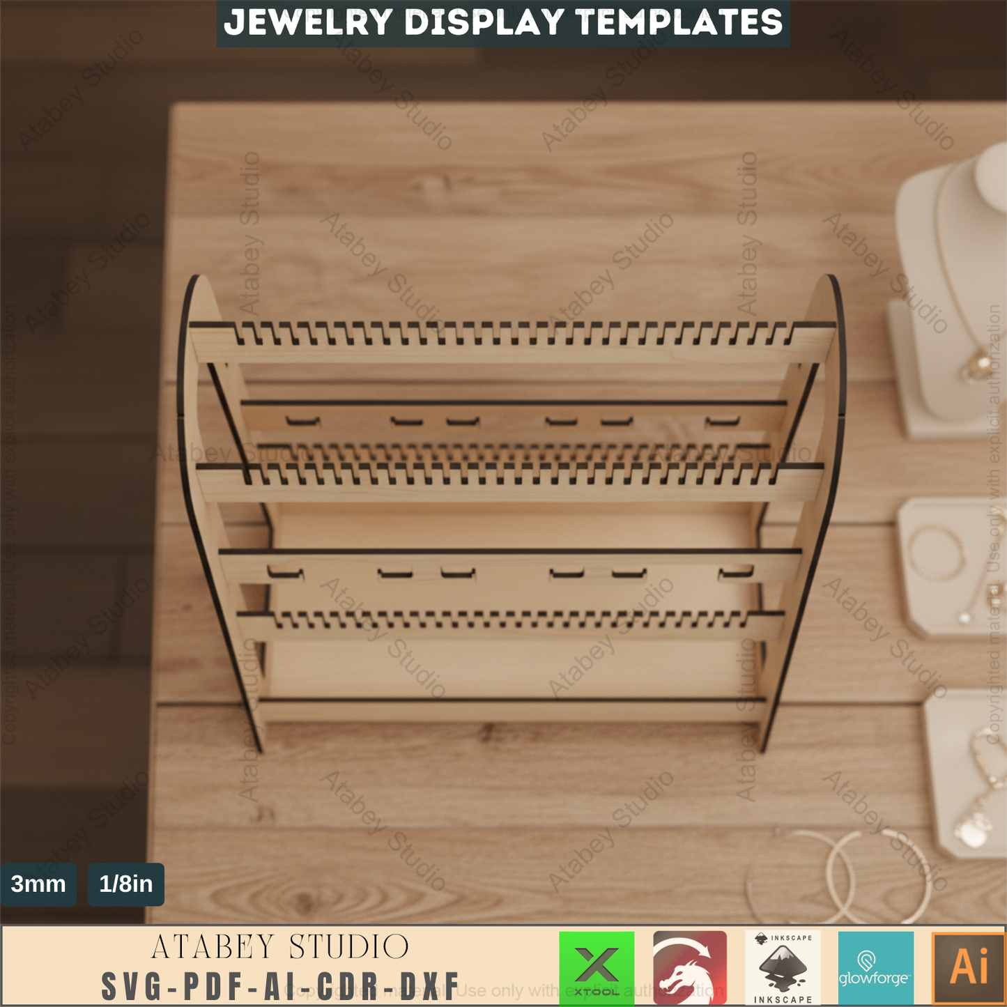 Hanging Necklace Holder - Wooden Jewelry Display Stand SVG Files 573