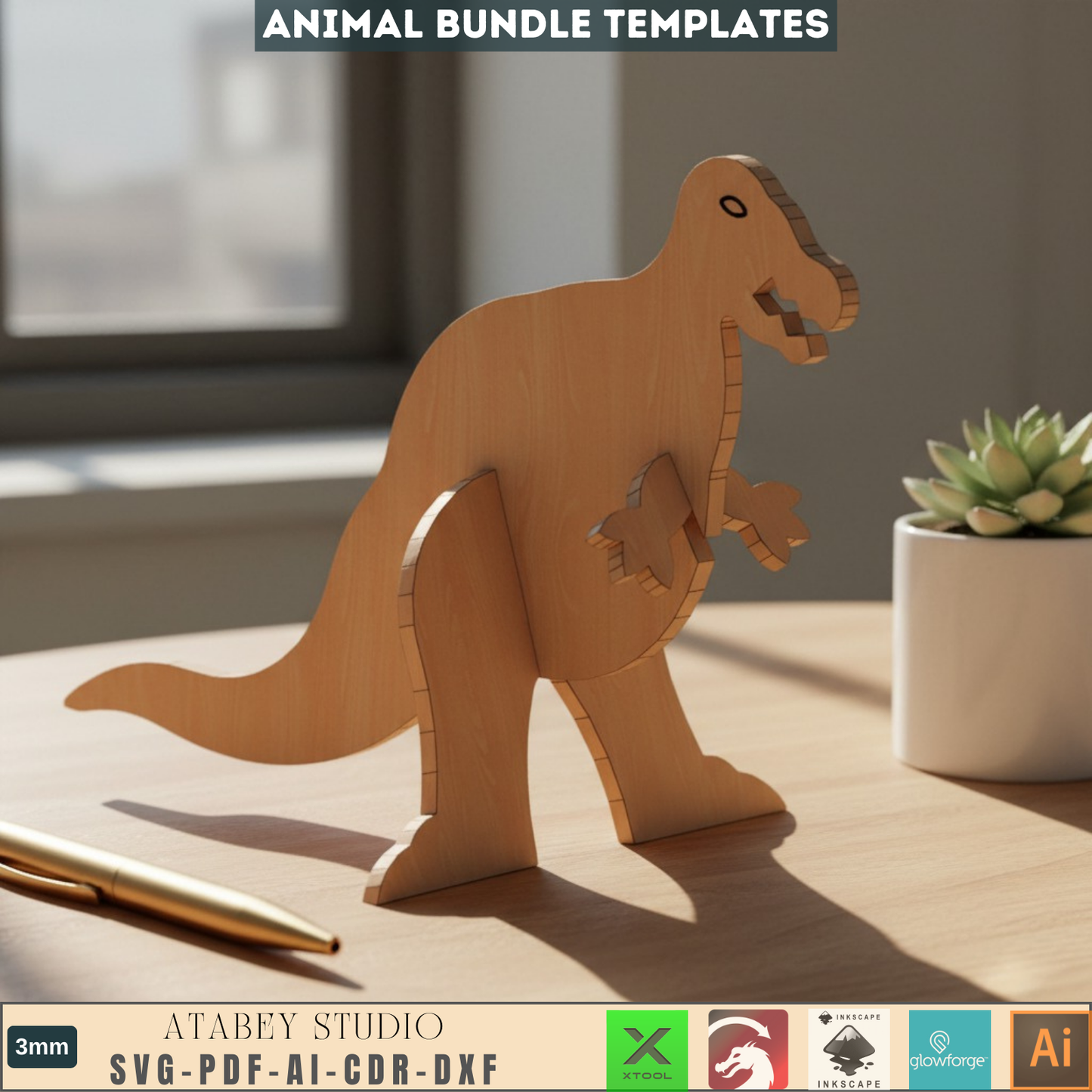 aser Cut Animal SVG Bundle, Wooden Animal Puzzle Files, Digital Decor DIY Kit, Glowforge XTool Ready Files
