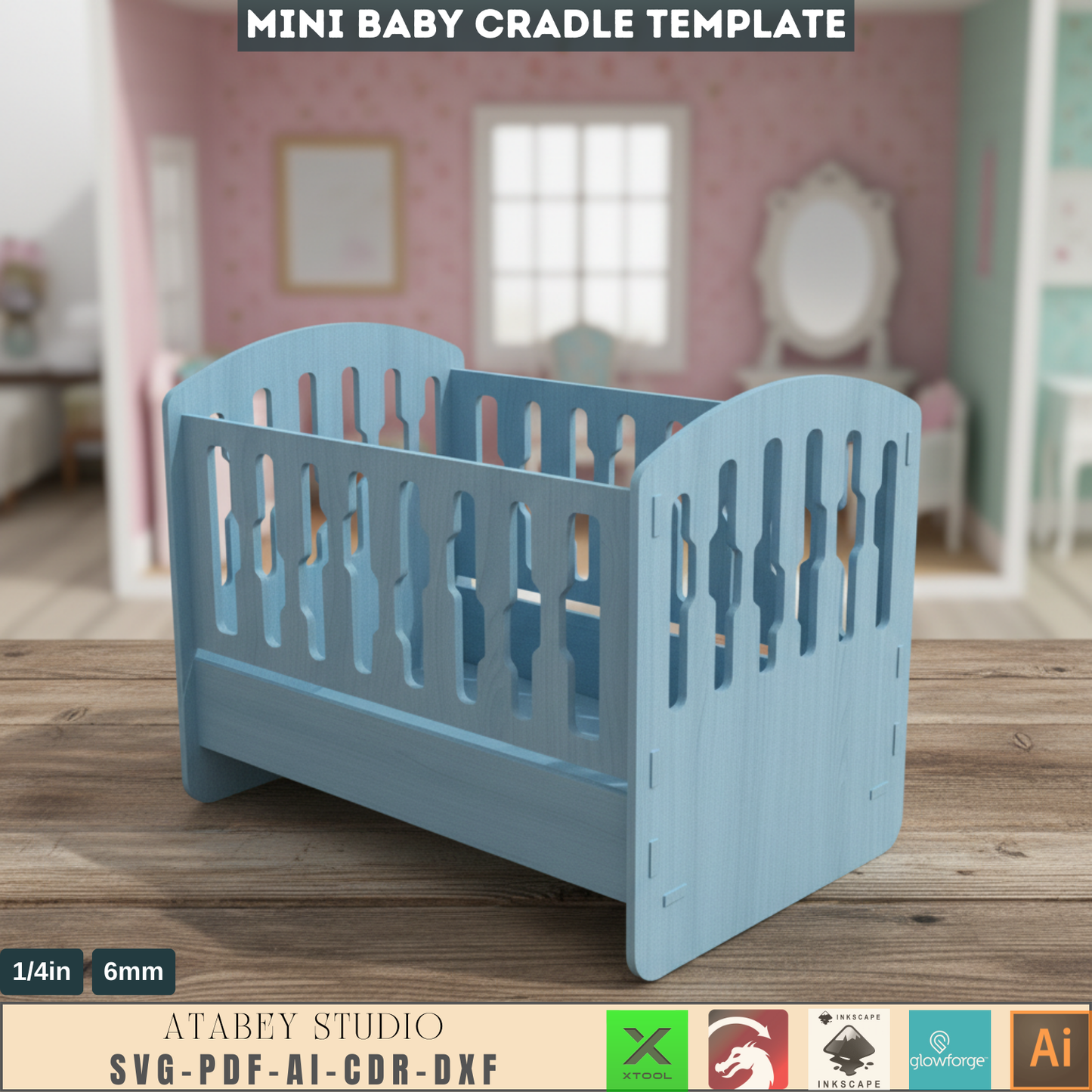 DIY Wooden Doll Bed - Laser Cut Doll Cradle Pattern | Toy Bed Decor 705