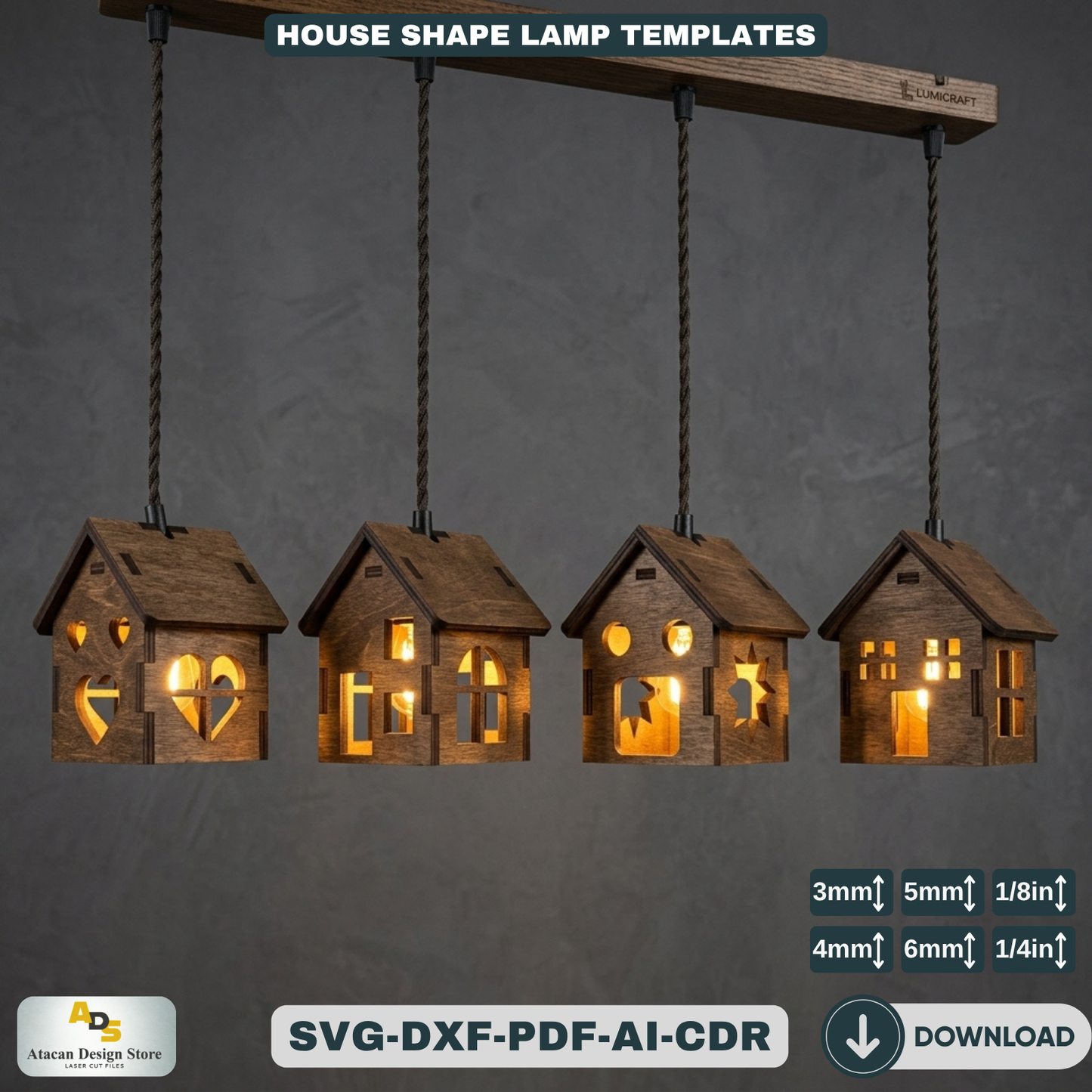 DIY Houses Lantern Candle Holder - Hanging Tiny LED House Collection 369
