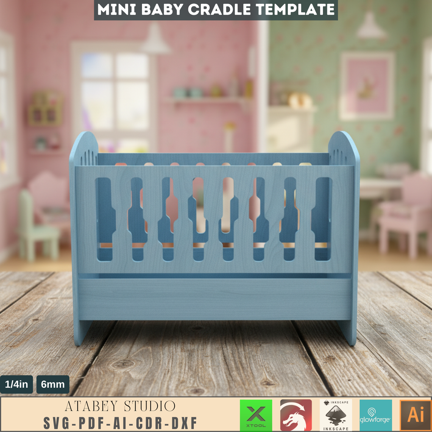 DIY Wooden Doll Bed - Laser Cut Doll Cradle Pattern | Toy Bed Decor 705