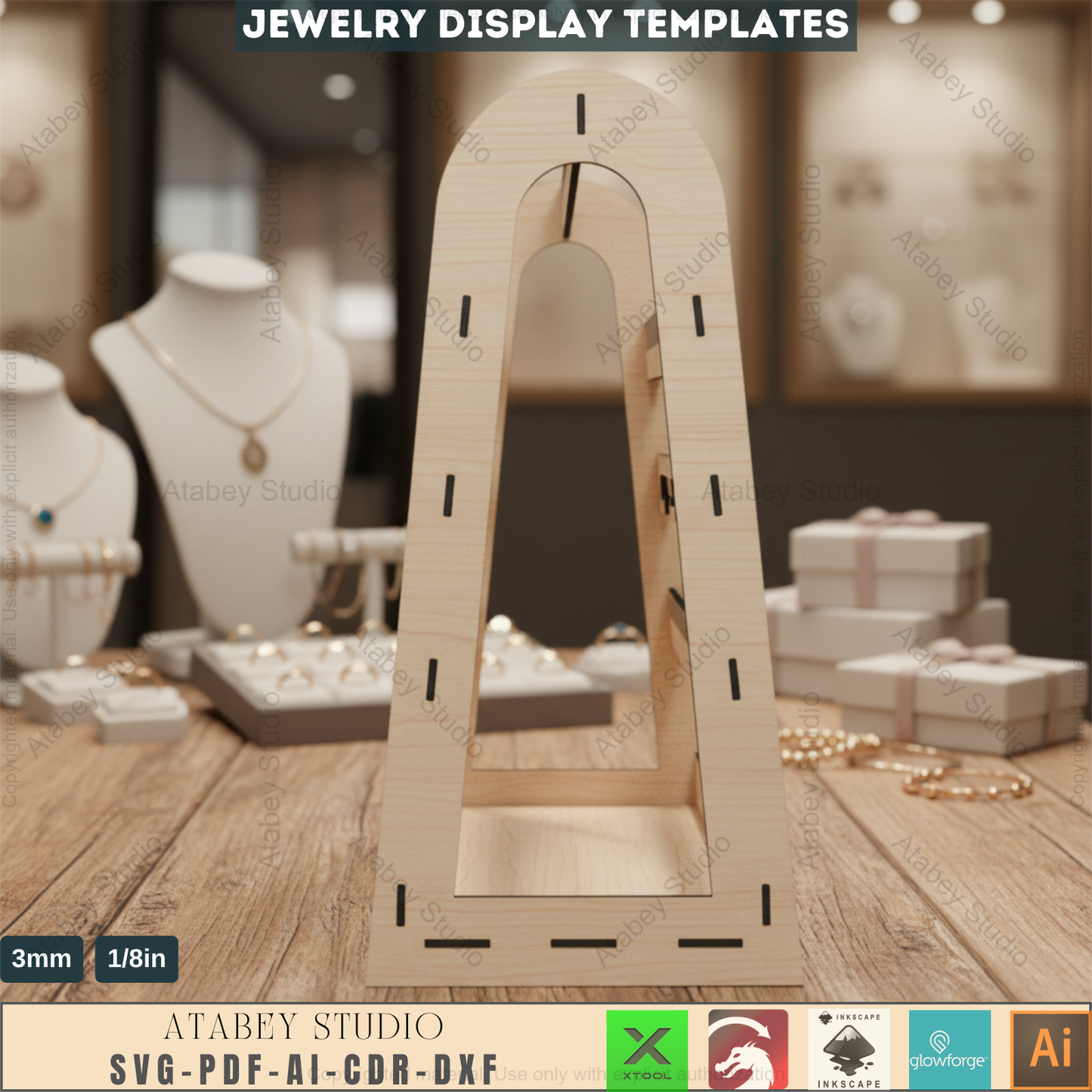 Hanging Necklace Holder - Wooden Jewelry Display Stand SVG Files 573