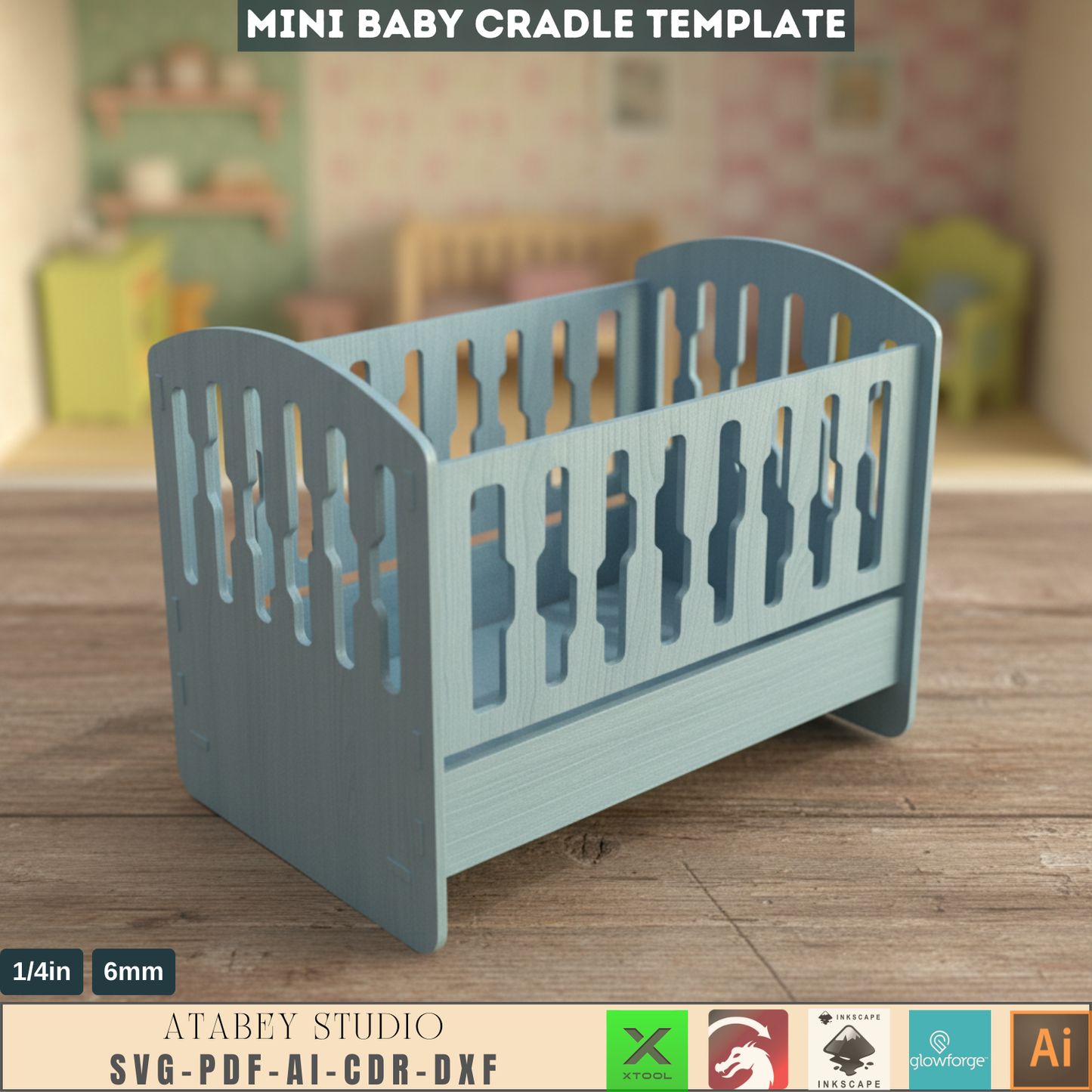 DIY Wooden Doll Bed - Laser Cut Doll Cradle Pattern | Toy Bed Decor 705