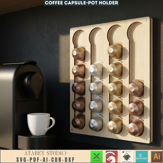 Modern Coffee Pod Holder | Wooden Wall Mount Organizer for Coffee Capsules