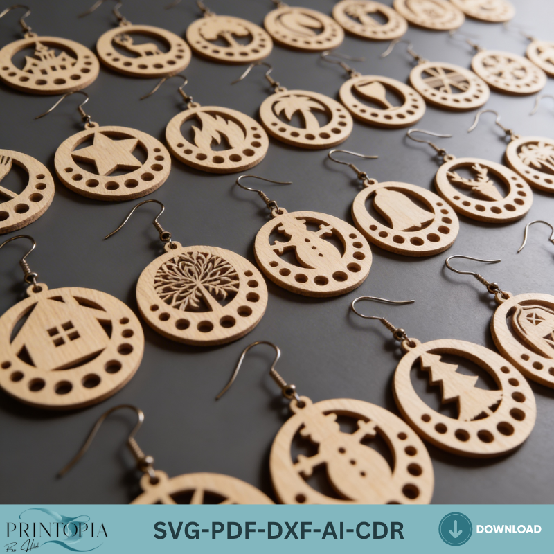 Wooden Earring Templates DIY Jewelry Designs Nature Animal Farmhouse Laser Cut Jewelry Patterns