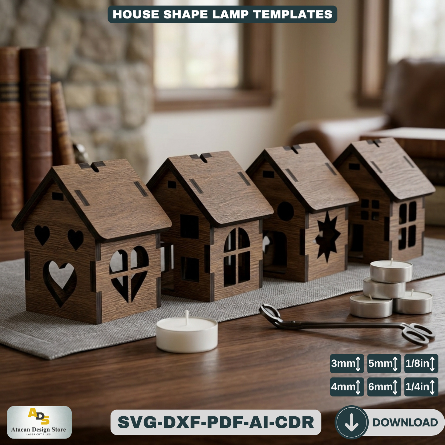 DIY Houses Lantern Candle Holder - Hanging Tiny LED House Collection 369