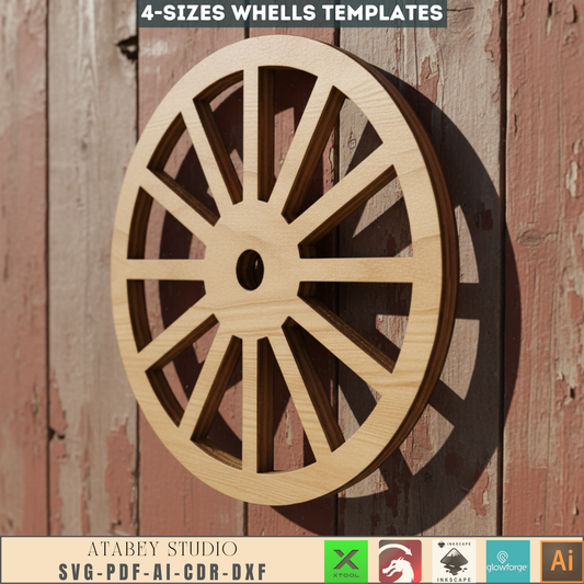 Carriage Wheel Craft Shape - Rustic Ox Cart Wheels - Perfect for Laser Cut Designs and DIY Decorations 707