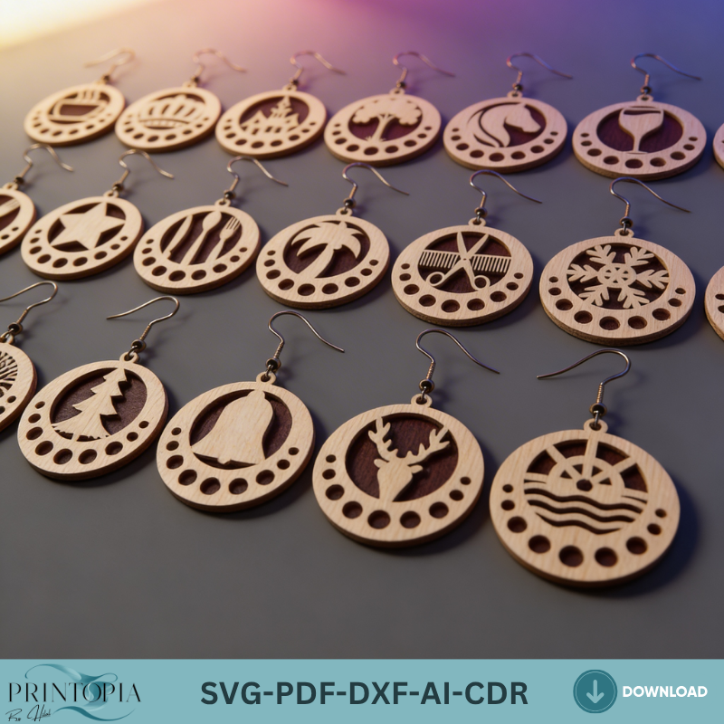 Wooden Earring Templates DIY Jewelry Designs Nature Animal Farmhouse Laser Cut Jewelry Patterns