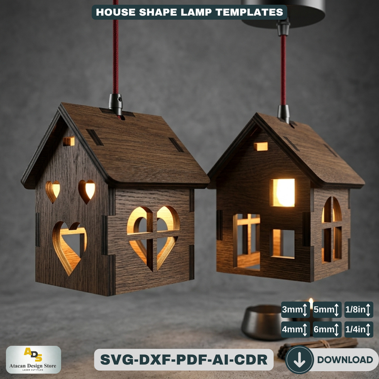 DIY Houses Lantern Candle Holder - Hanging Tiny LED House Collection 369
