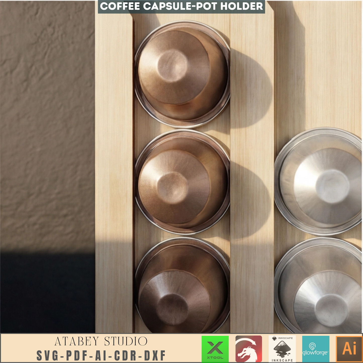 Modern Coffee Pod Holder | Wooden Wall Mount Organizer for Coffee Capsules
