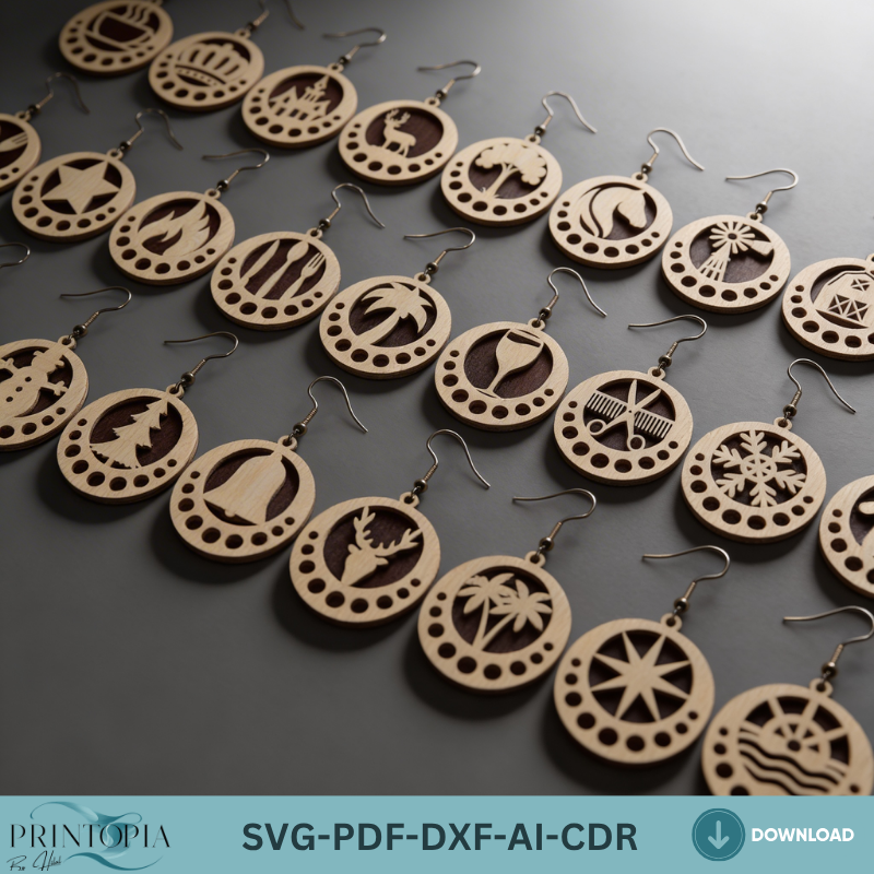 Wooden Earring Templates DIY Jewelry Designs Nature Animal Farmhouse Laser Cut Jewelry Patterns