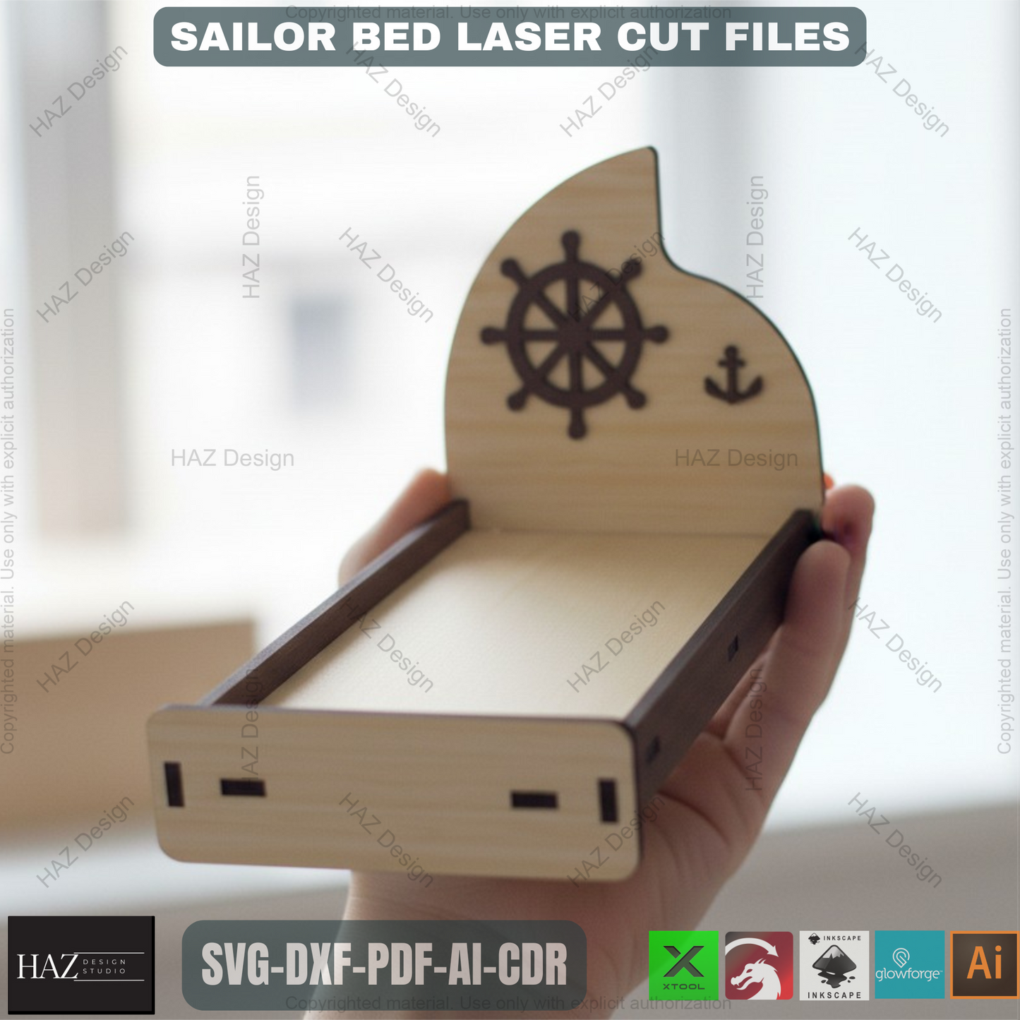 042 Miniature Bed Cut Files / Dollhouse Miniature Furniture / 3D Puzzle Vector SVG DXF CDR Ai 042