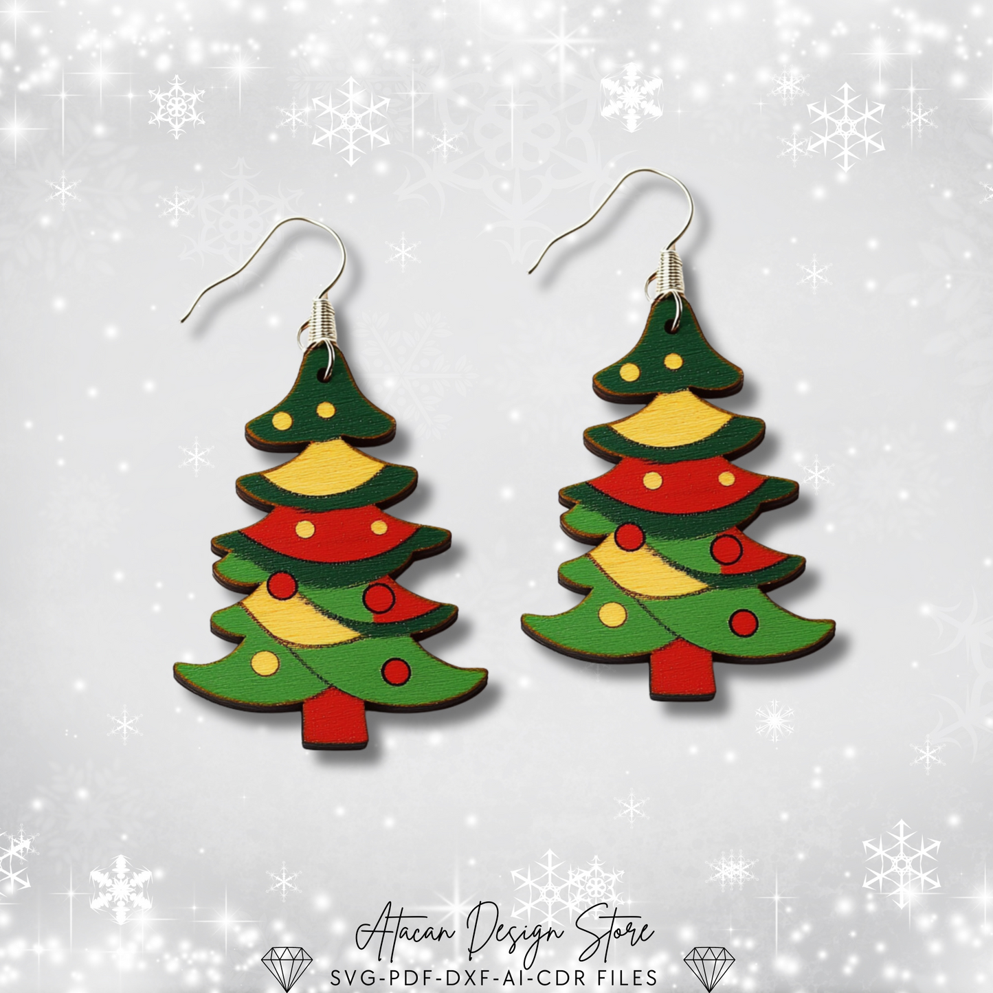 Christmas Earring Bundle Template | Laser Cut Festive Designs for Holiday Jewelry | DIY Xmas Earrings 714