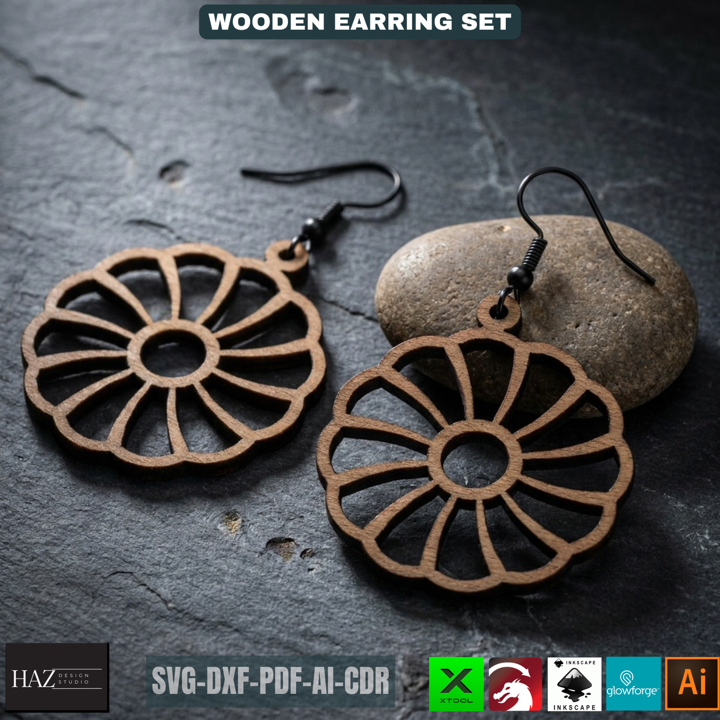 Laser Cut Earring SVG Bundle, Unique Wood Earring Designs, DIY Jewelry Files for Laser Cutter 478