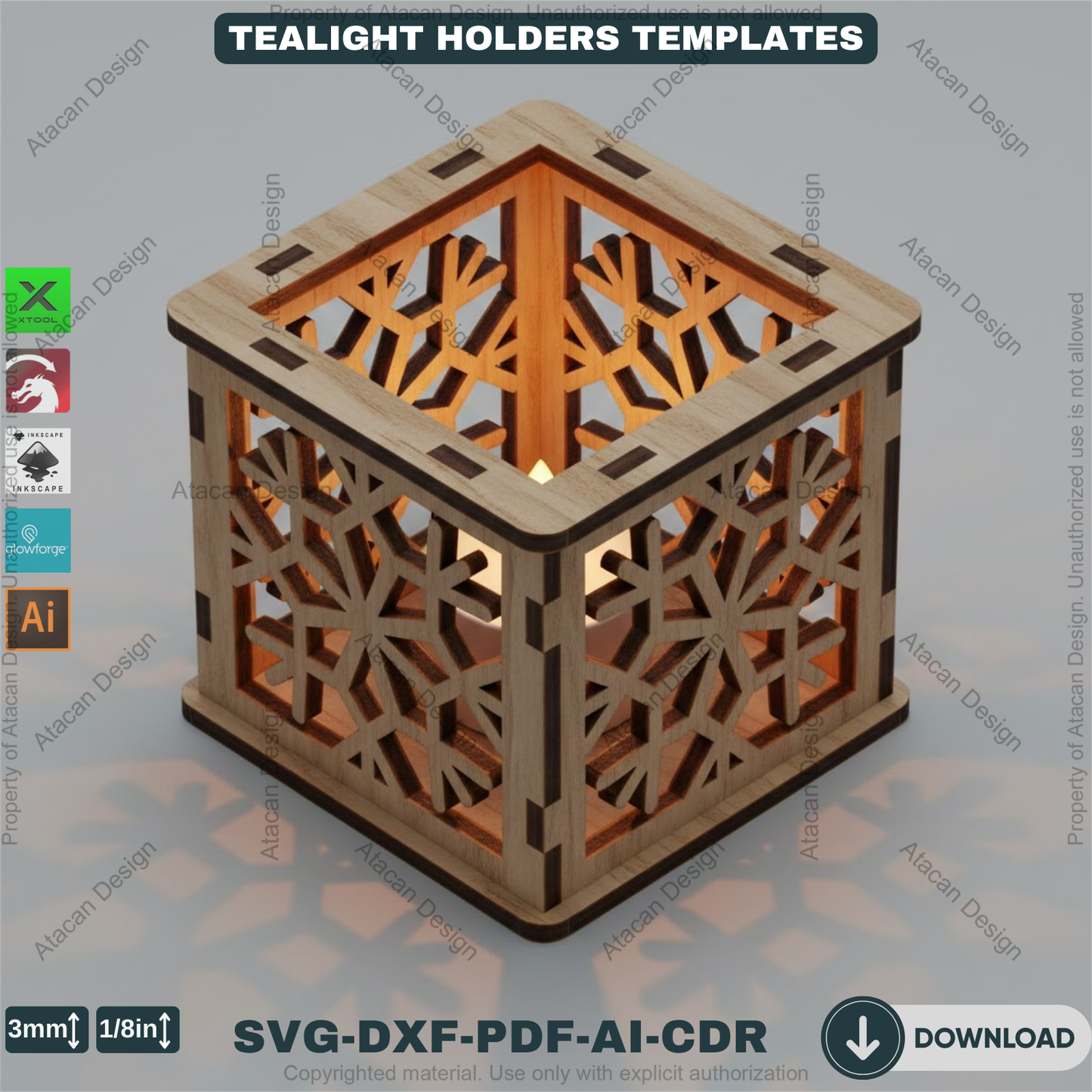 Snowflake Lantern Laser Cut Plans, Wooden Candle Box Template, Christmas Table Centerpiece, Winter Home Decor, 920