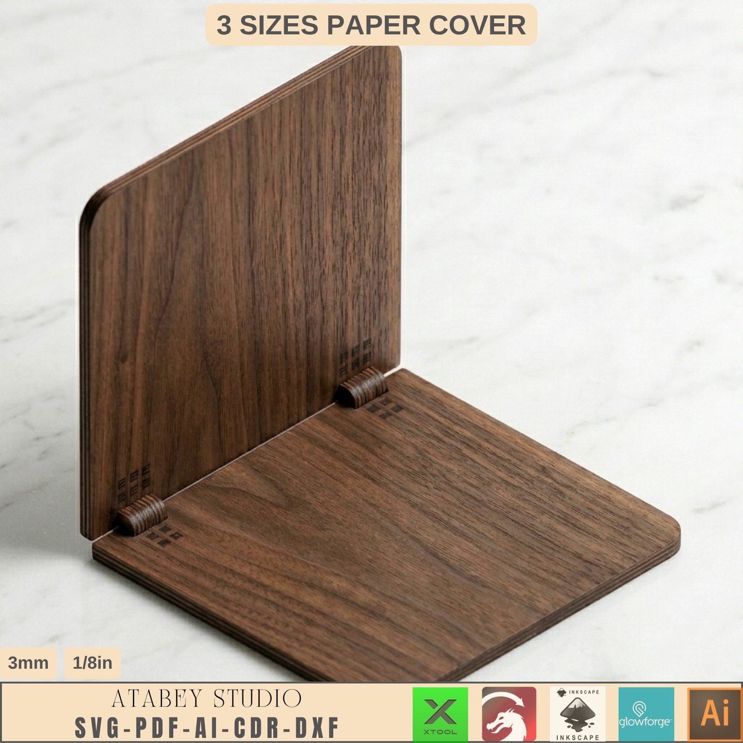 Wooden Paper Holder Template Living Hinge Notebook Cover Pattern Plywood Desk Organizer