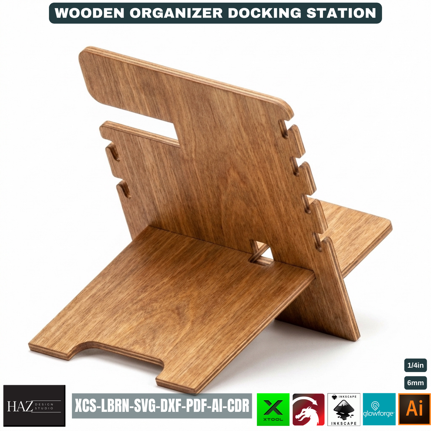 Wooden Docking Station Desk Organizer Phone Stand Men's Gift Bedside Organizer Wood Catchall Tray 530