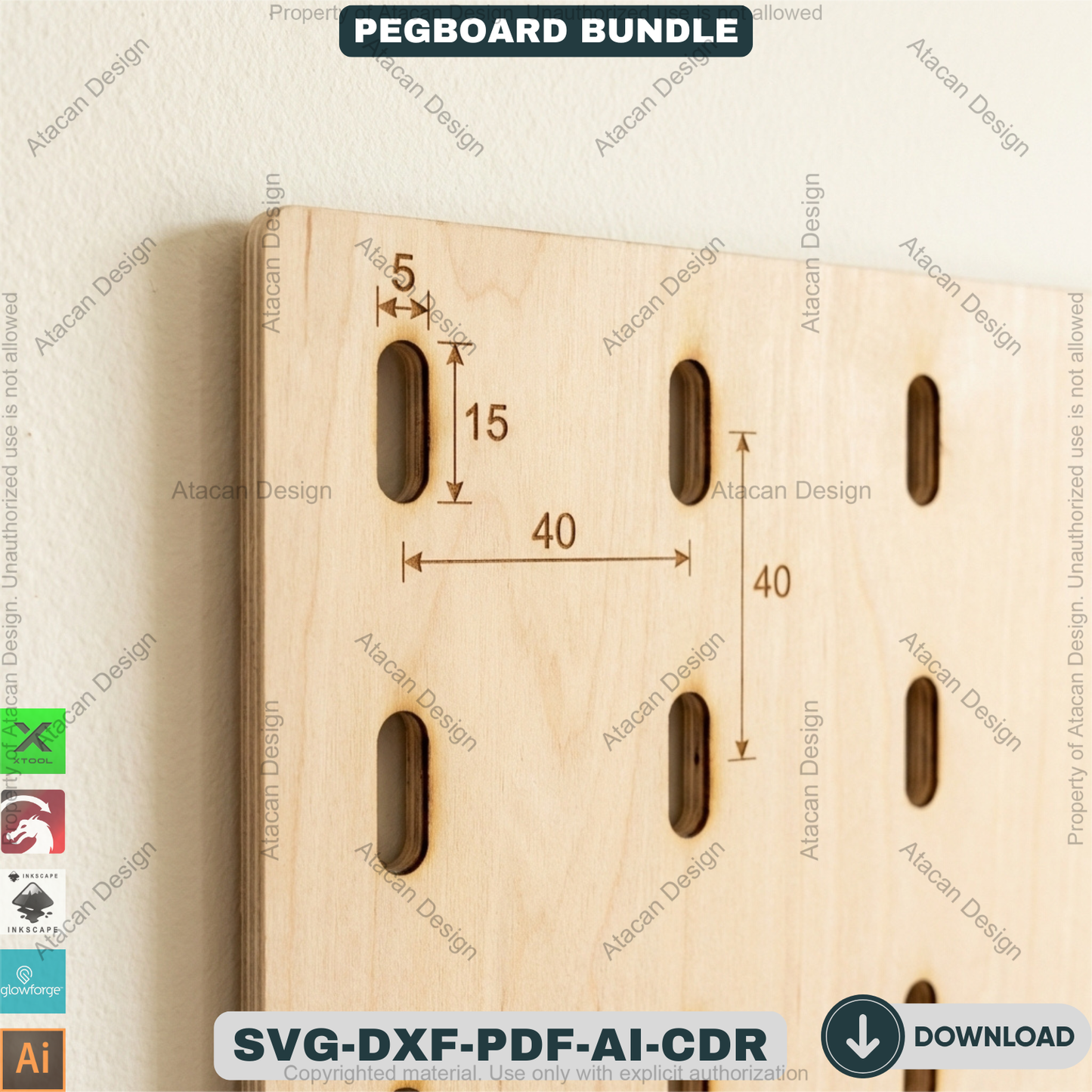 Ikea Skadis Compatible Pegboard Template 20 Sizes Wood Wall Organizer Display Panel 940