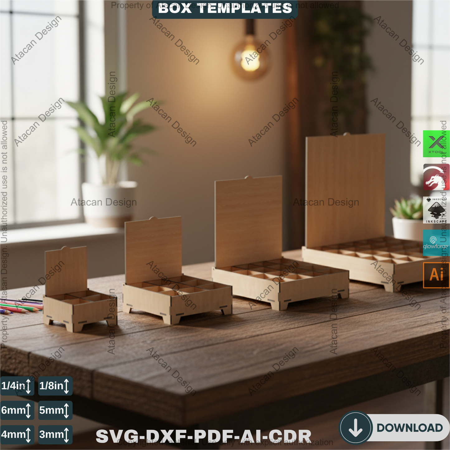 16 Sizes Box Set with Flip Lid and Compartments - Divided Boxes for Storage Organizer 461